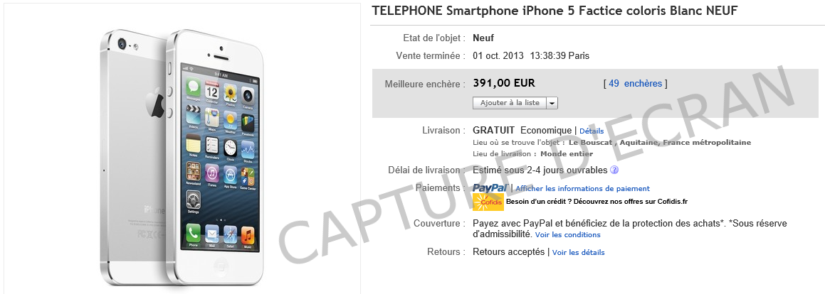 iPhone factice 391 euros