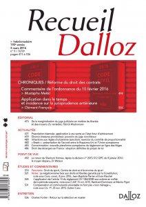 Couverture Recueil Dalloz 2016 n° 9