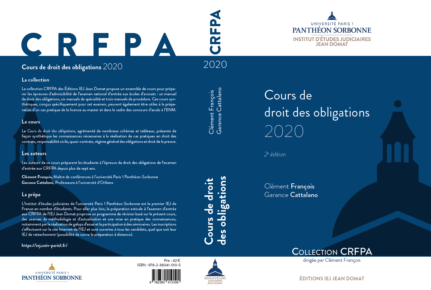 Cours de droit des obligations 2020 CRFPA couverture